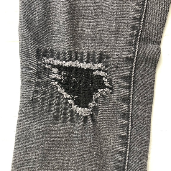 THRT Men’s Jeans Black Size 28 Skinny Distressed Patch Streetwear Faded - Picture 4 of 13